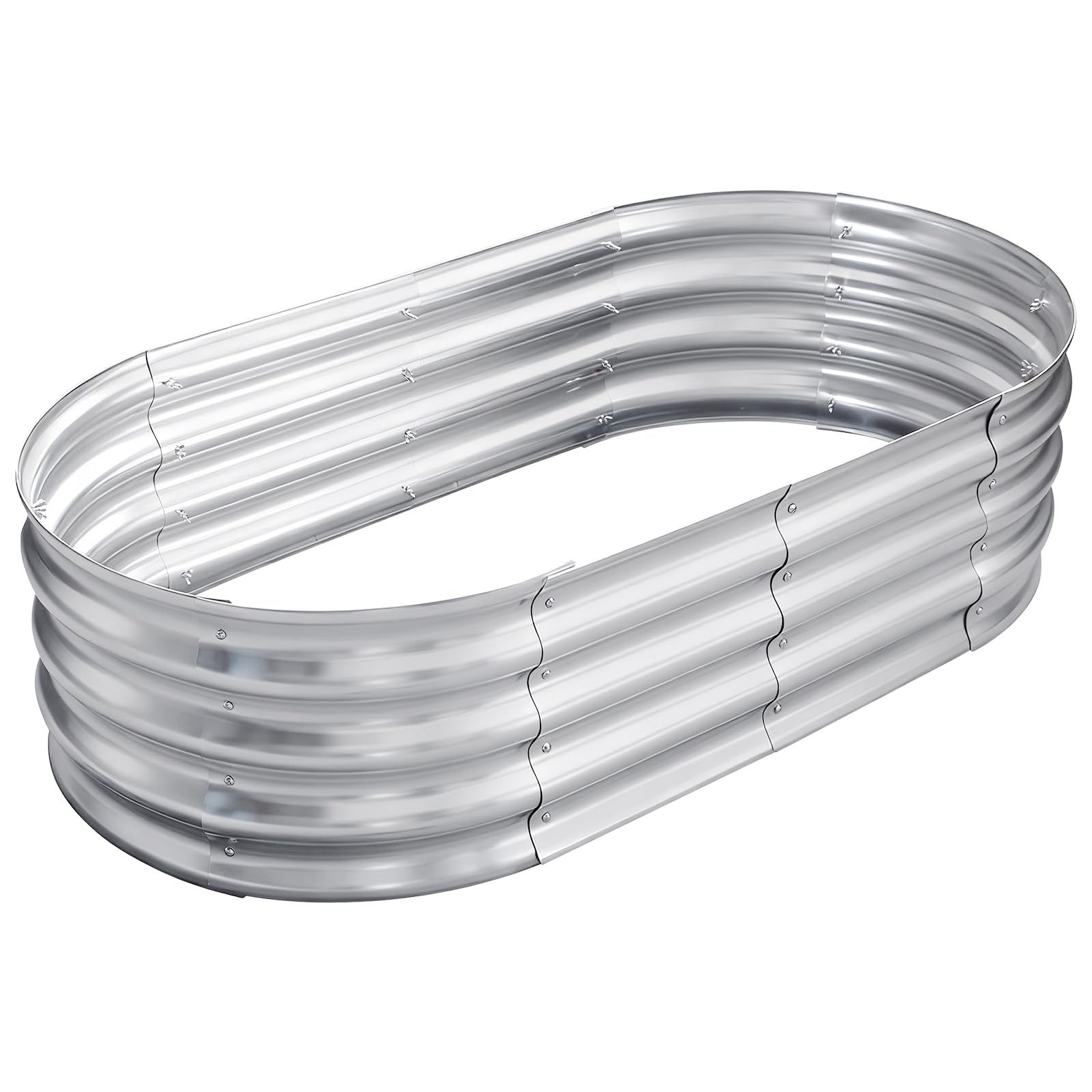 TATAANTY oval planter front view showing durable galvanized finish and modern look