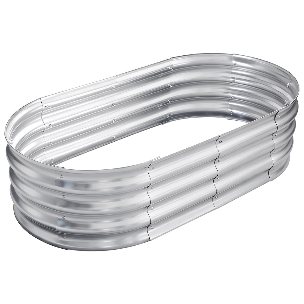 TATAANTY oval planter front view showing durable galvanized finish and modern look