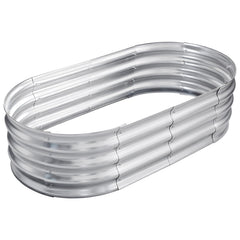 TATAANTY oval planter front view showing durable galvanized finish and modern look