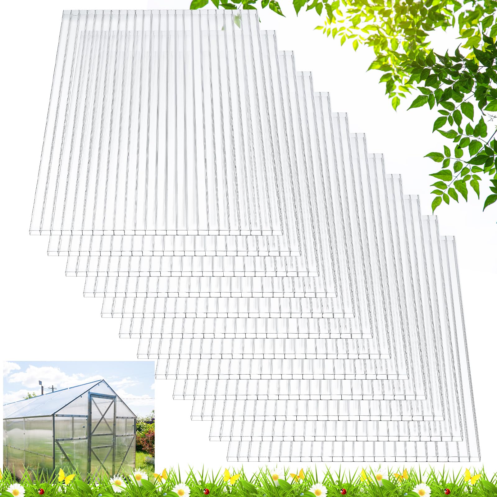 Tatuo front view of stacked panels showing quantity and clear roofing benefit