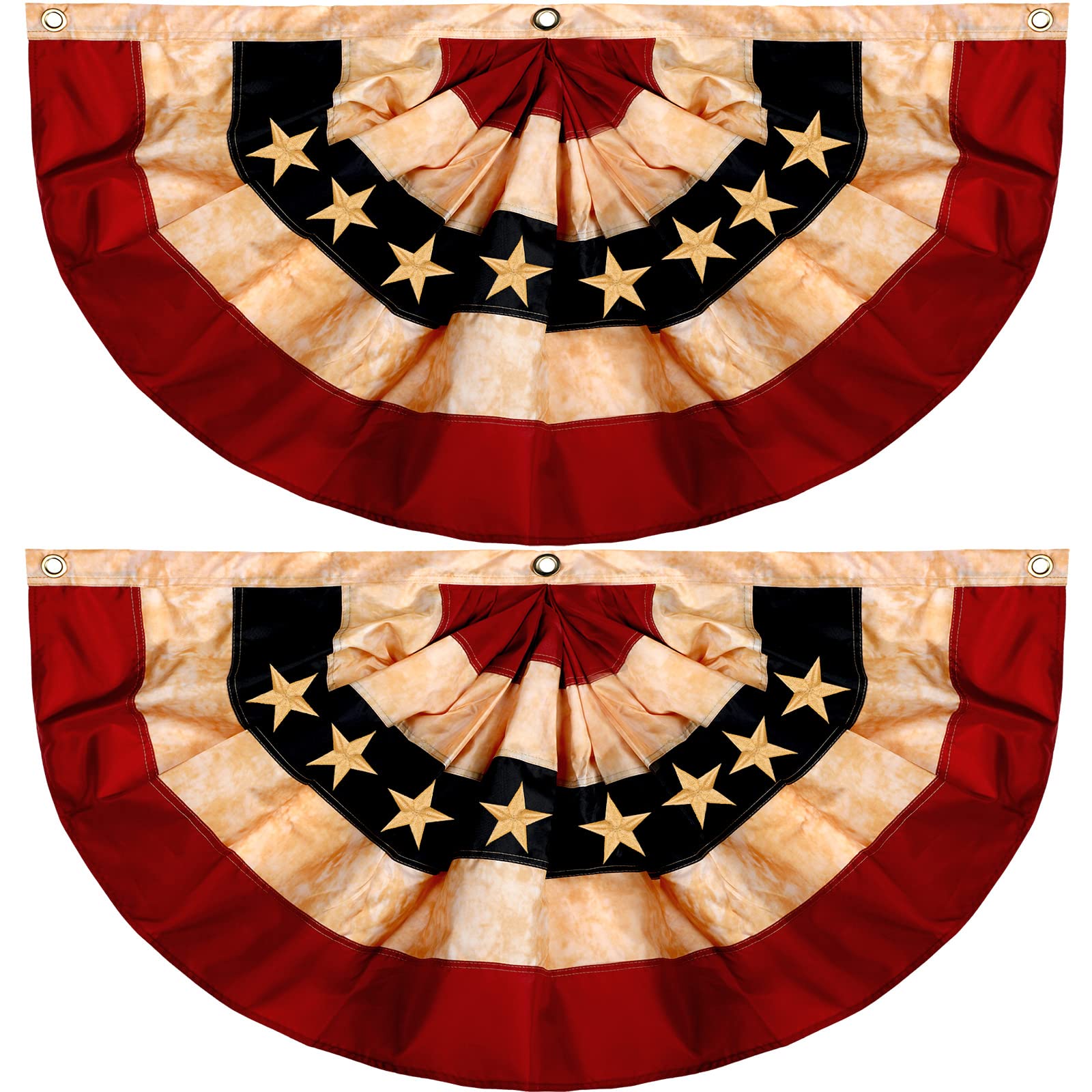 Tatuo front view pleated fan flag showing full design and instant curb appeal