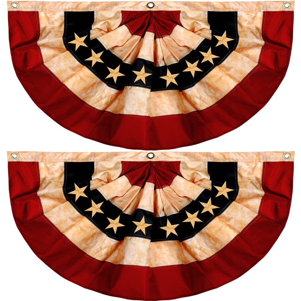 Tatuo front view pleated fan flag showing full design and instant curb appeal