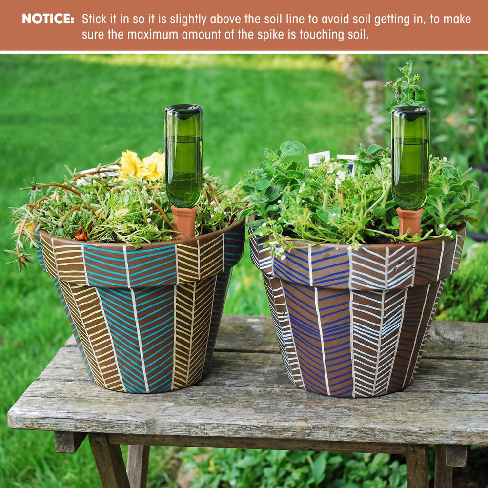 Tatuo spikes in balcony planters showing worry-free vacation watering