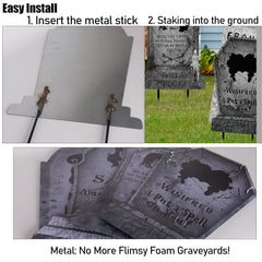 taupphoo four tombstones arranged on lawn delivering instant spooky curb appeal