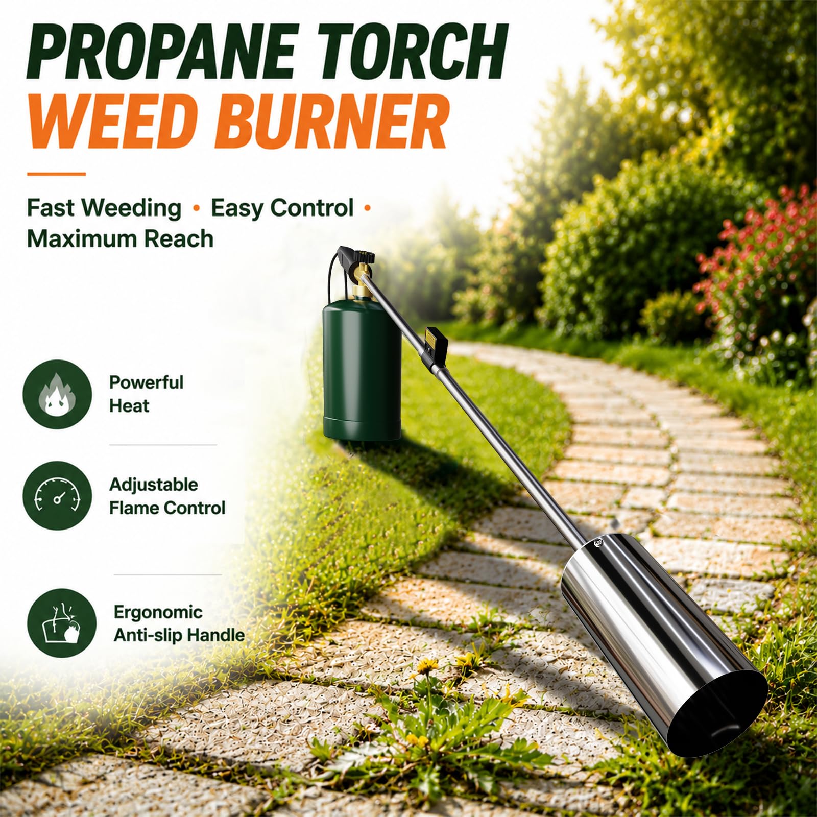TAUSOM torch melting ice on driveway for efficient thawing