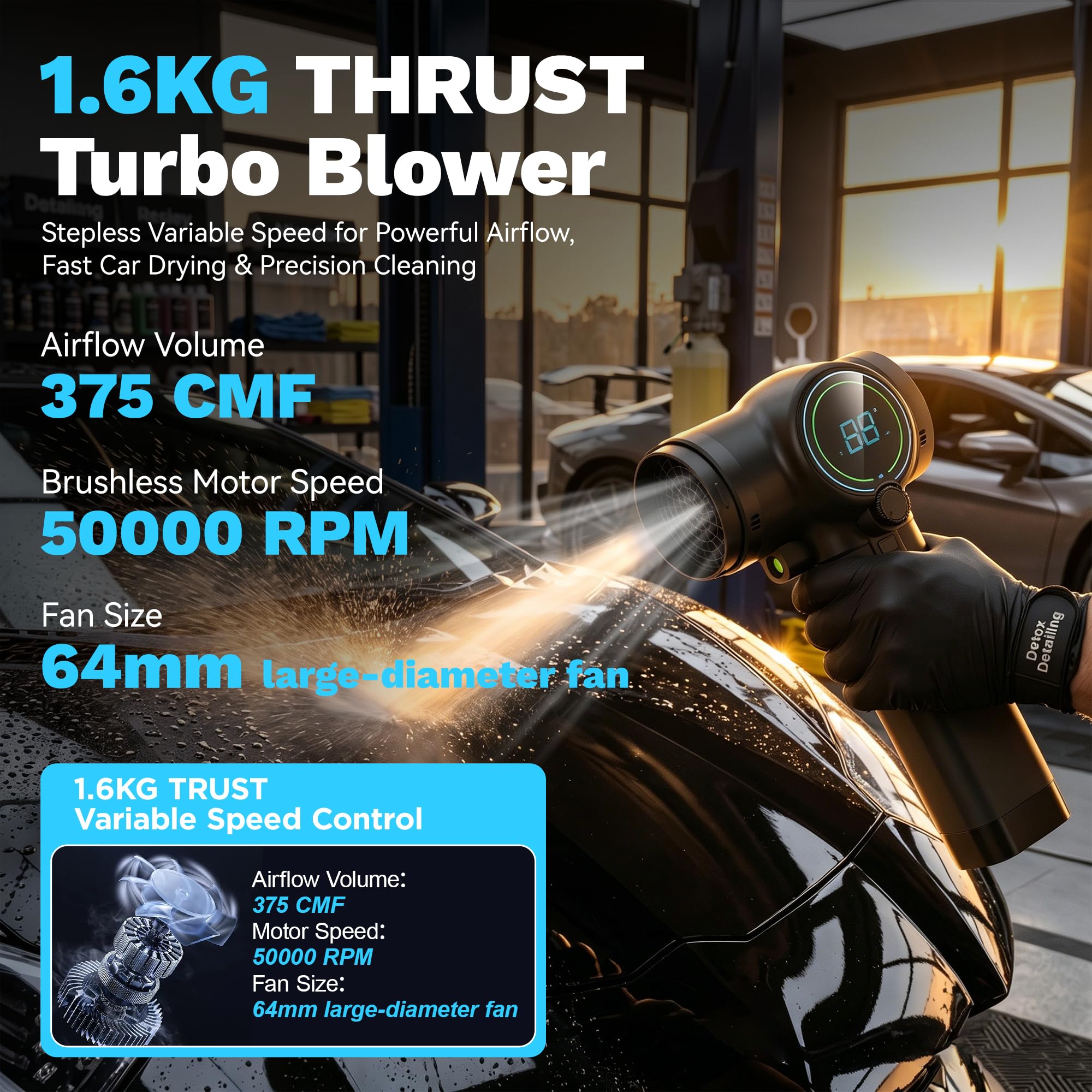 Tawugame three nozzles displayed for focused and wide airflow versatility