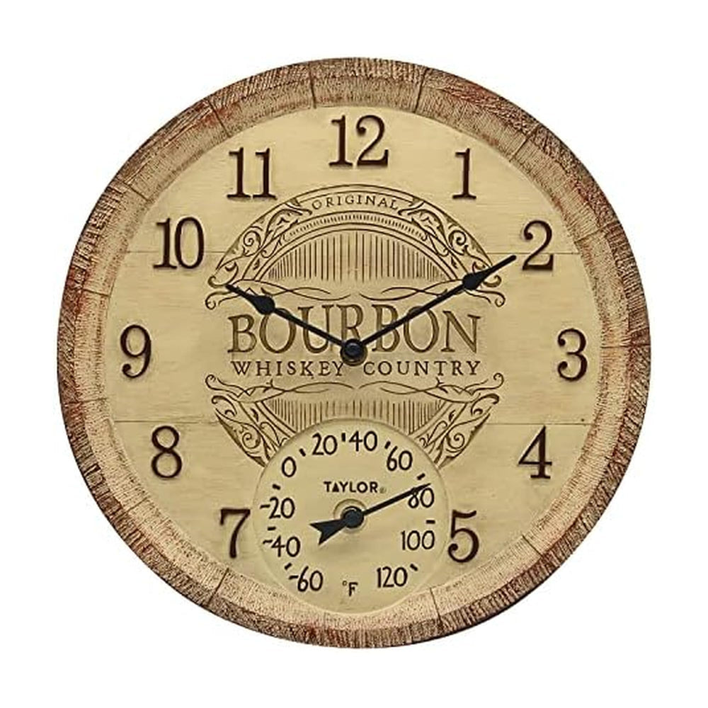 Taylor bourbon barrel front view showing clock face and clear numerals for easy reading