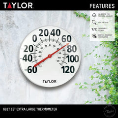 Taylor close-up of dial detail with bold numbers for quick temperature checks