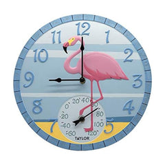Taylor flamingo front view showing clock face and colorful finish for decorative function