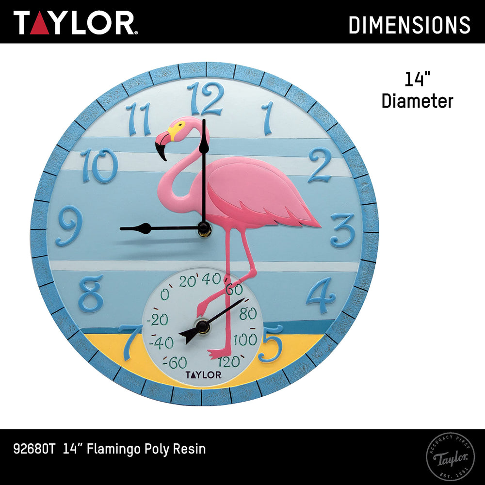 Taylor flamingo hanging on a patio wall showing weather-resistant finish and style