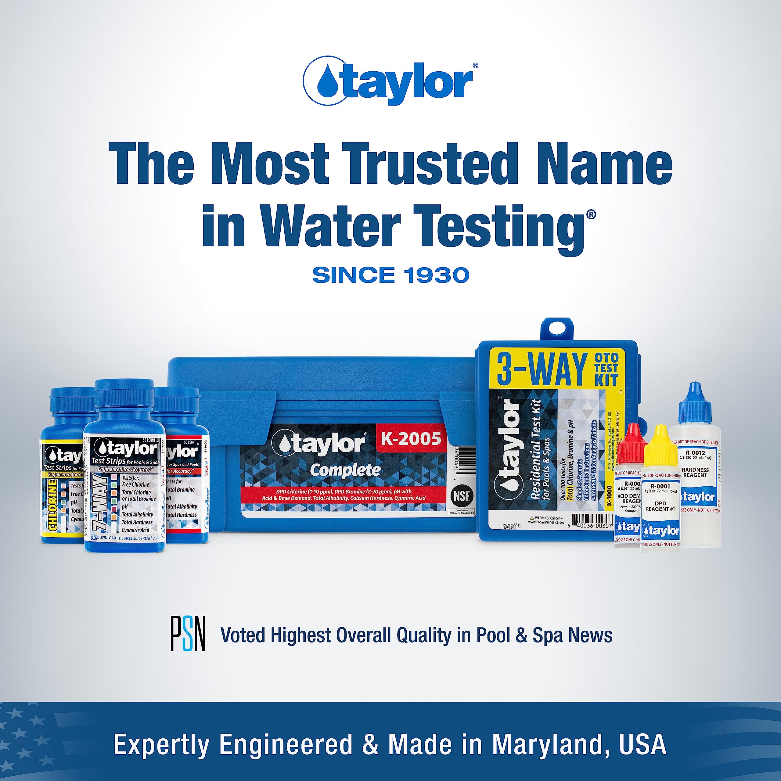 Taylor K-2005 testing at poolside using comparator, demonstrates fast on-site water checks