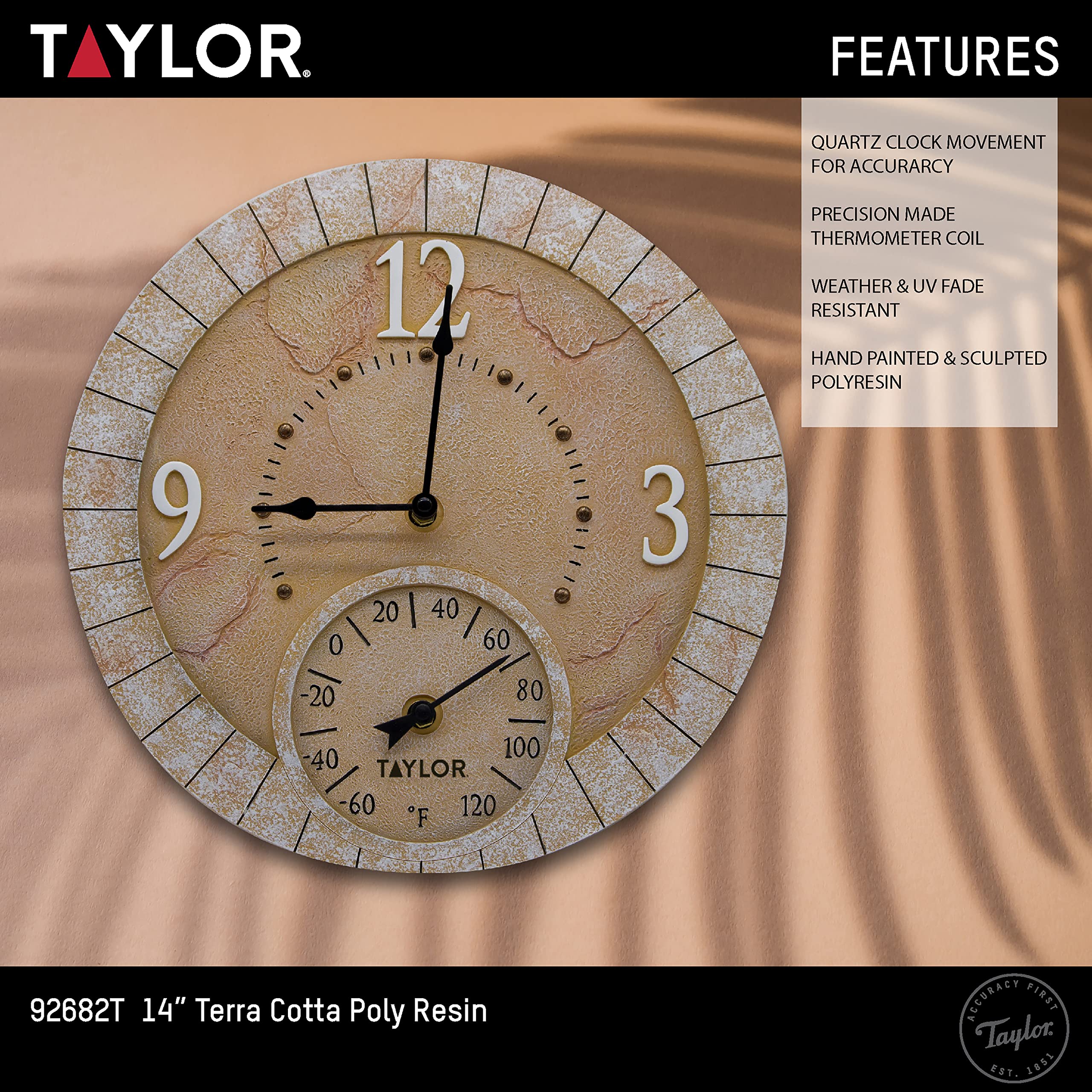 Taylor mounted on patio wall illustrating outdoor-ready decor benefit