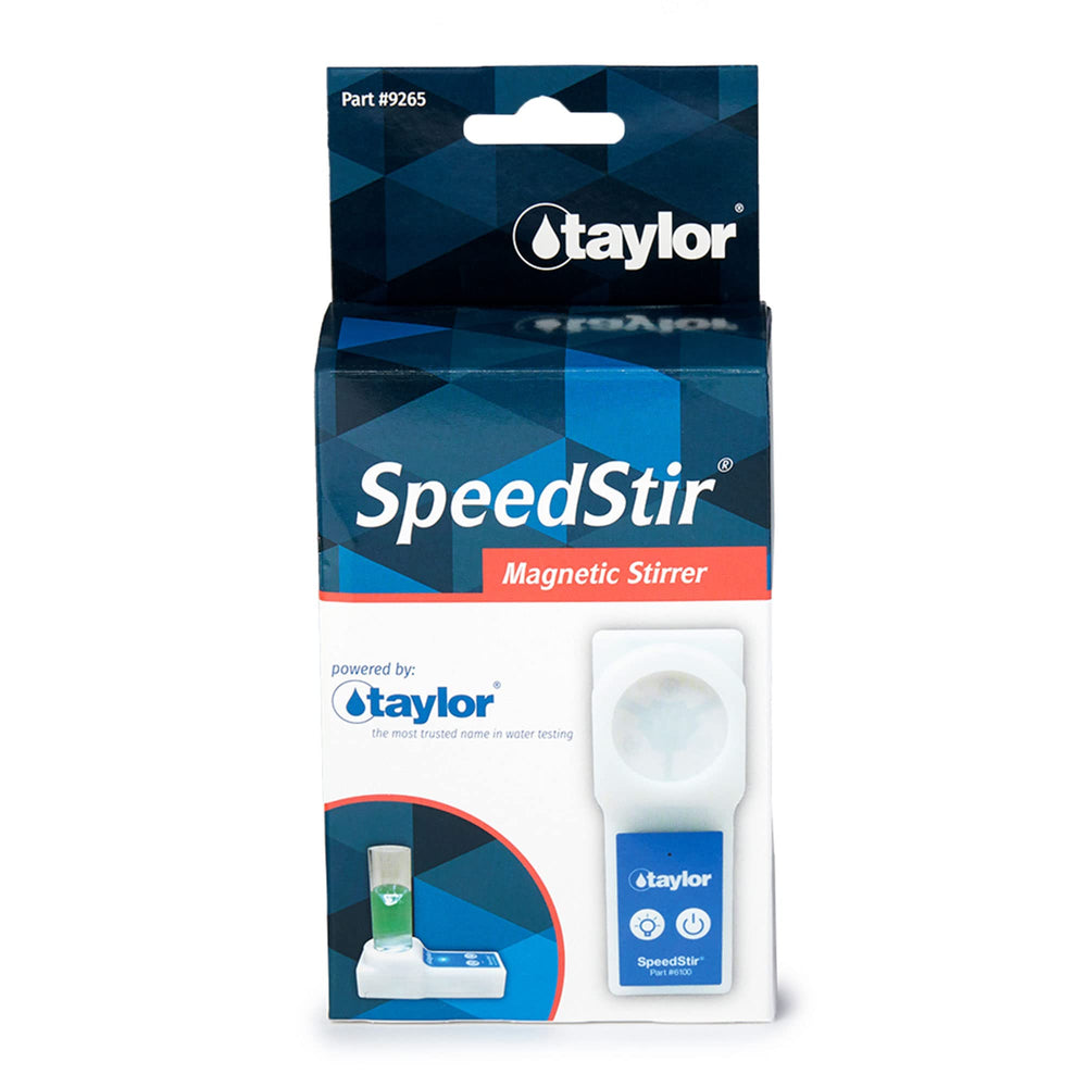 Taylor SpeedStir beside AA batteries showing portable, battery-powered convenience