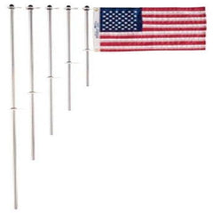 TaylorMade front view of anodized flag pole showing secure clips and clear mounting benefit
