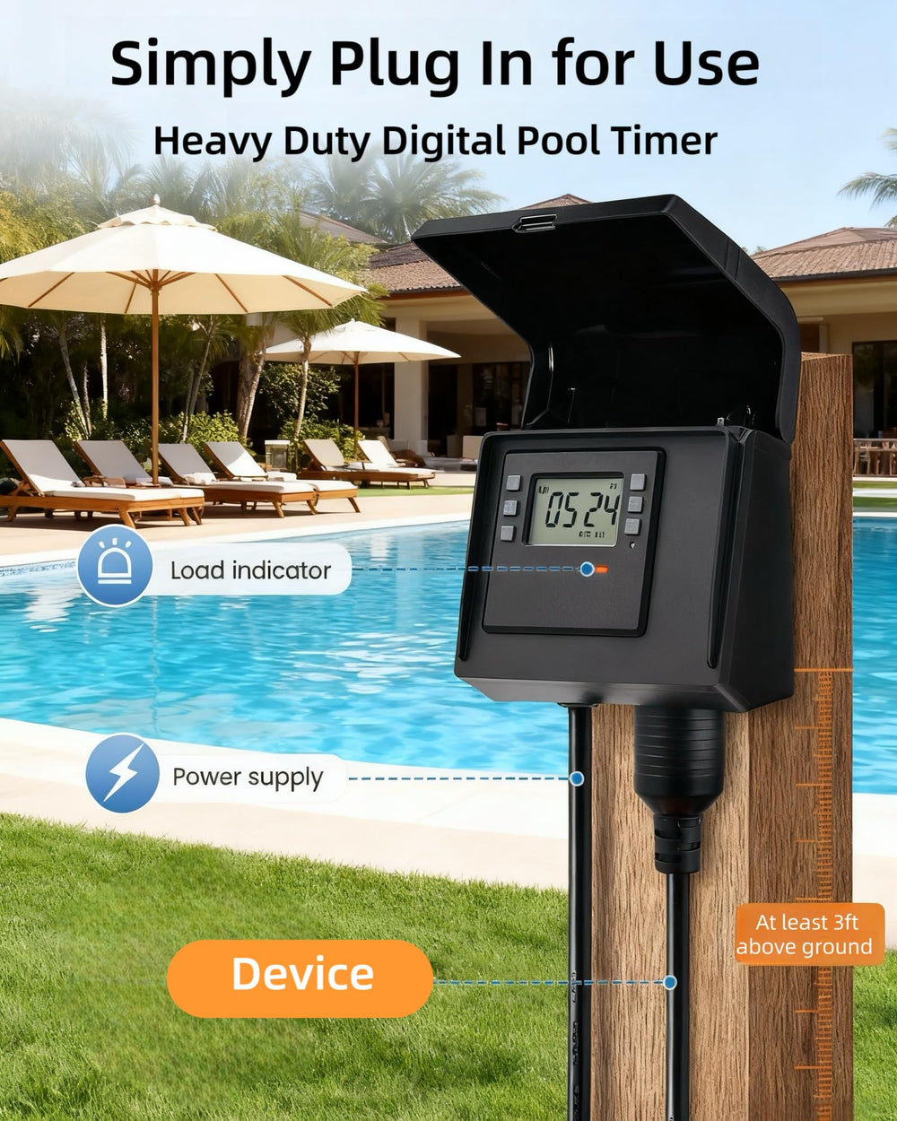 TAYMATIC clear cover and digital display, protects and shows status