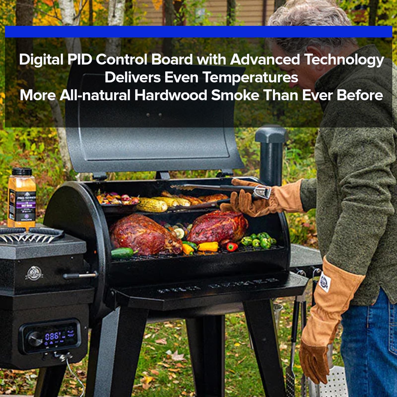 Tbgrepts monitoring app on phone while grilling showing convenience benefit