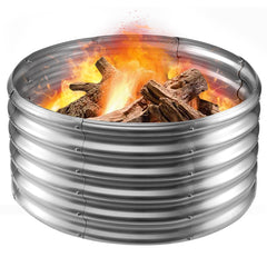 TBMLC 32-inch front view of galvanized steel fire ring showing durable rim