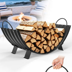 TBMLC front view of 40 inch rack showing neat stacked firewood and organized storage benefit