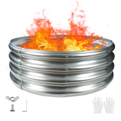 TBMLC front view of assembled 32-inch galvanized fire ring showing durable construction and safe containment