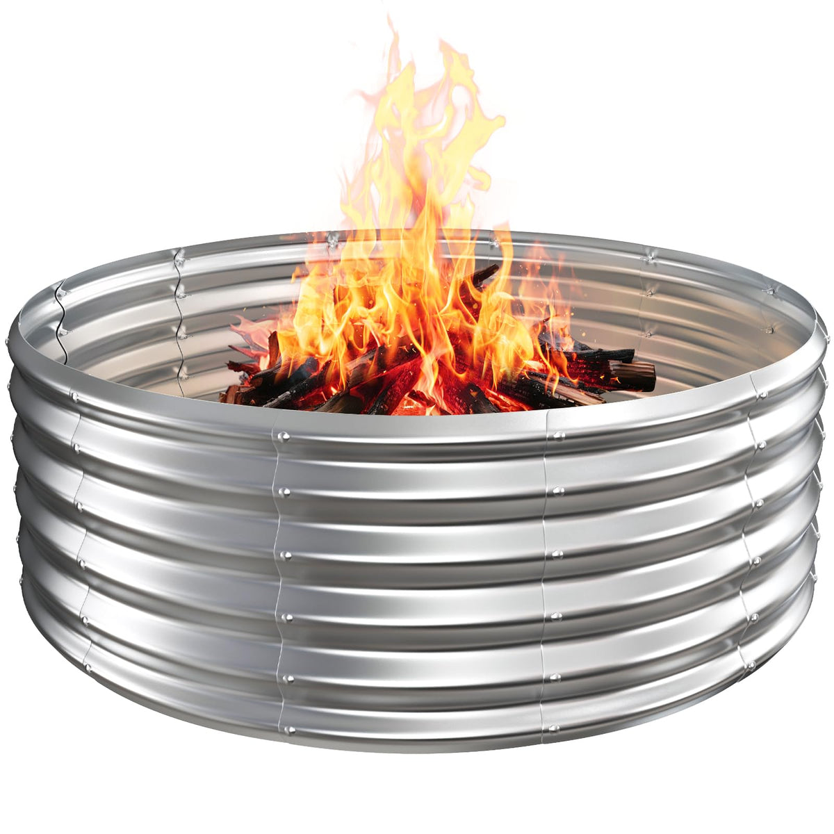 TBMLC front view of fire ring shows durable galvanized steel and secure rim