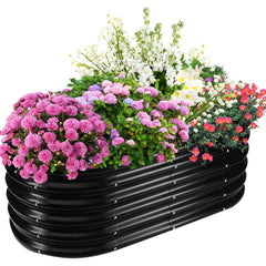 TBMLC front view of oval black planter showing clean lines and durable finish