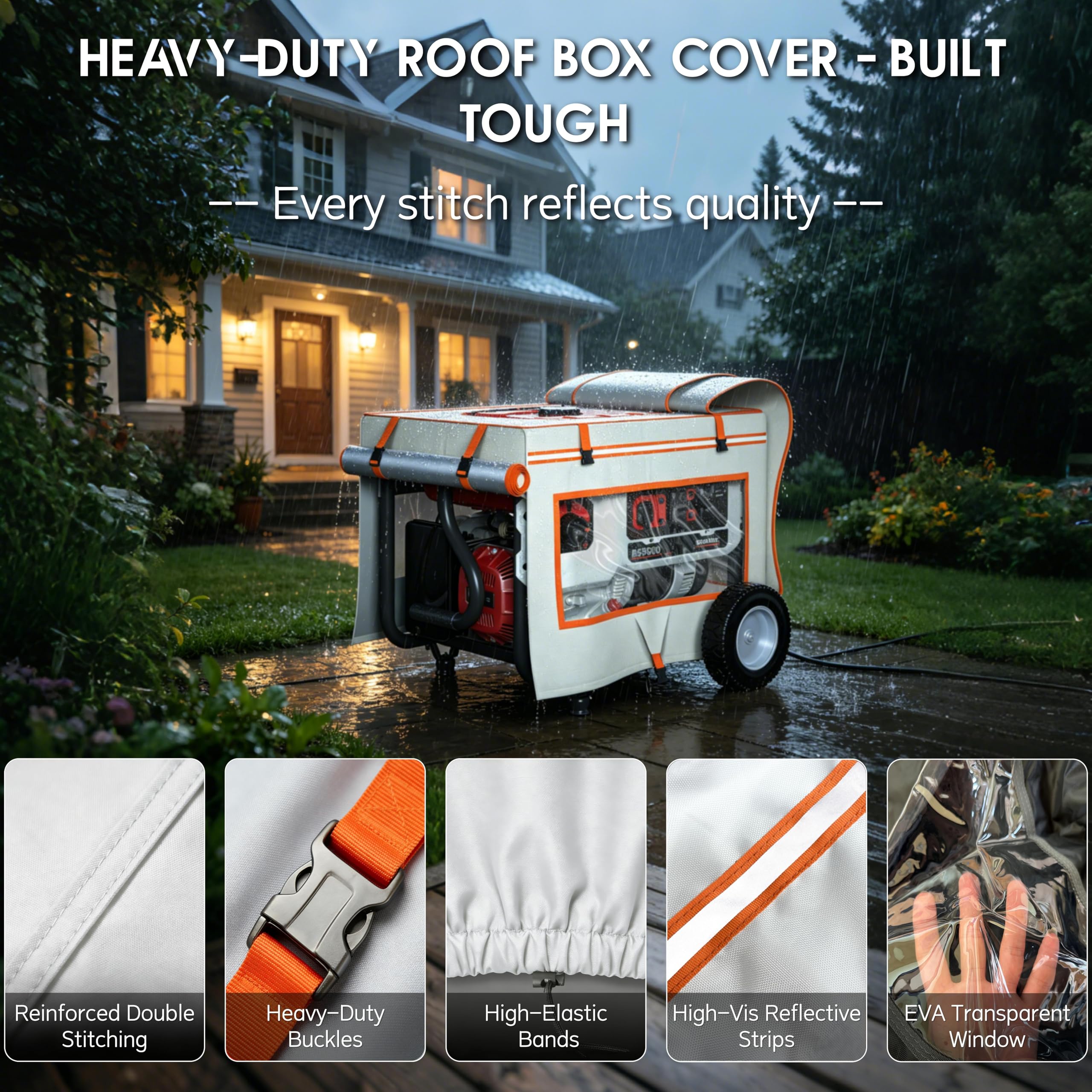 TBNO covered generator in backyard providing weather protection