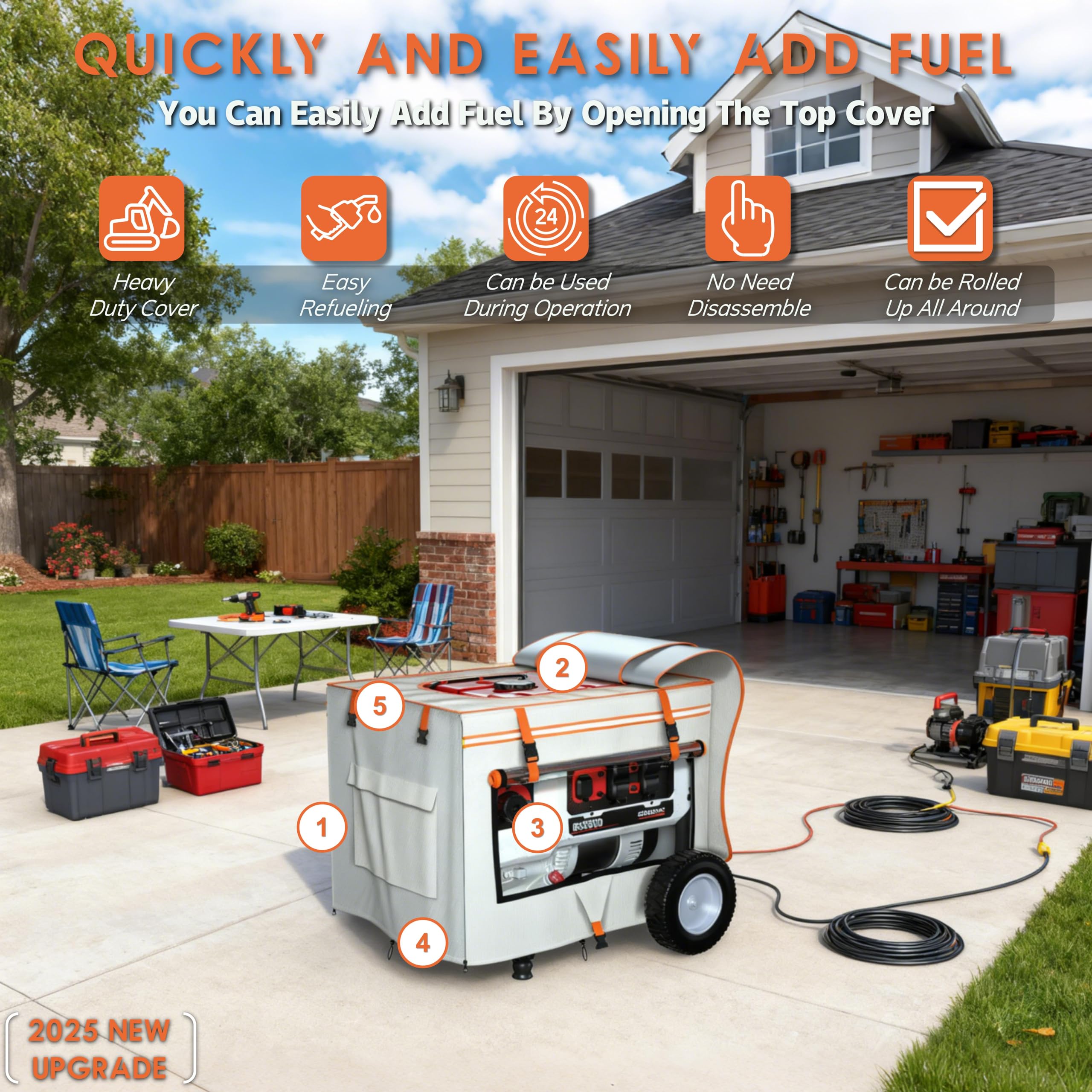 TBNO transparent roll-up window revealing generator controls and lights