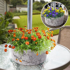 Tbpro front view of gray umbrella planter showing clean design and curb appeal