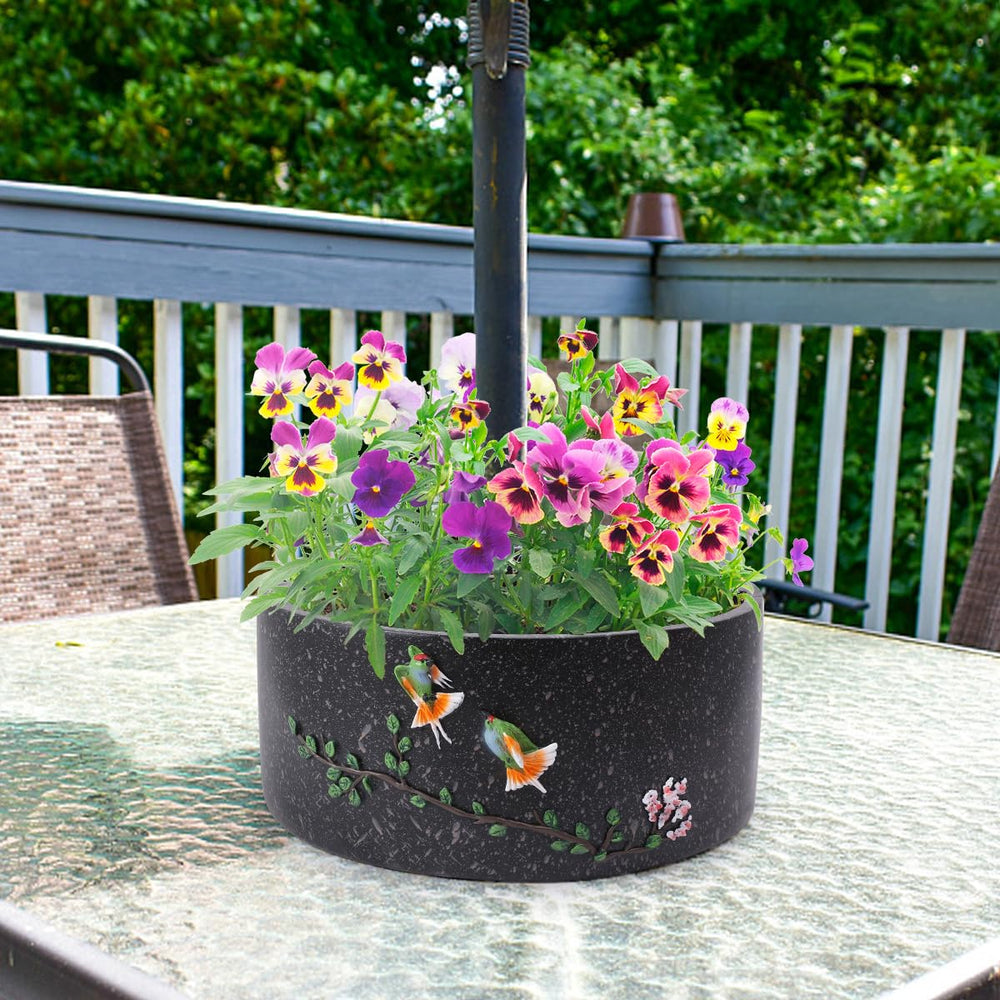 Tbpro planter mounted on patio table around umbrella pole for easy installation