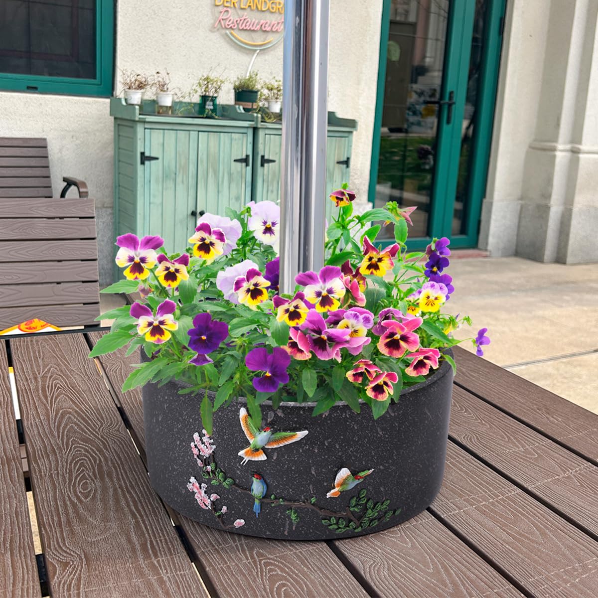 Tbpro size comparison with hand and ruler to show compact planter scale
