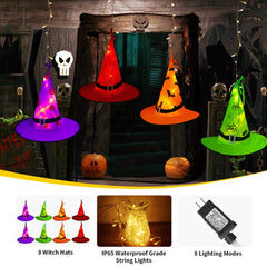 Tcamp close-up of pumpkin spider and bat hat patterns, detailed festive design and texture