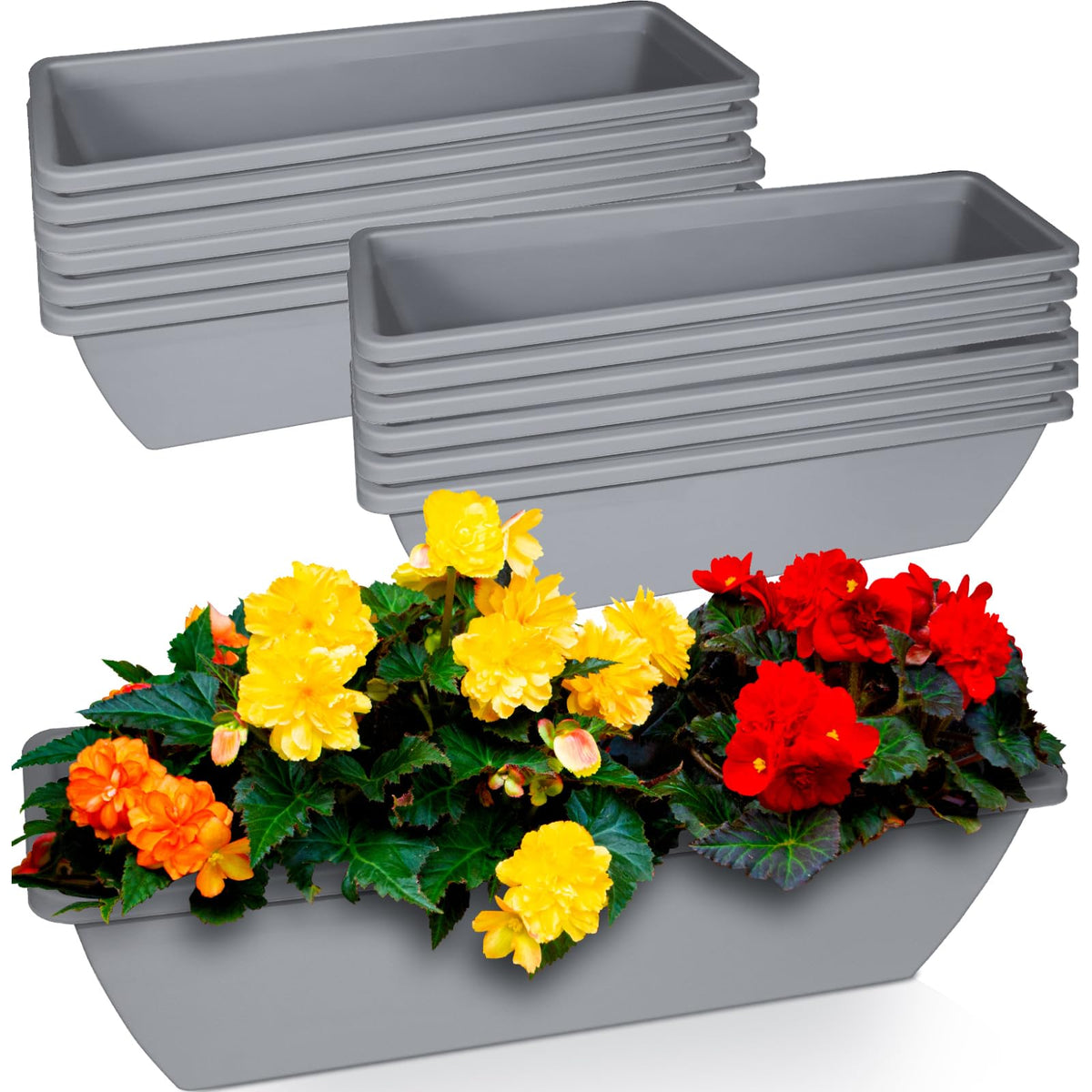 tcevily front view of window box planters showing clean modern design and cohesion