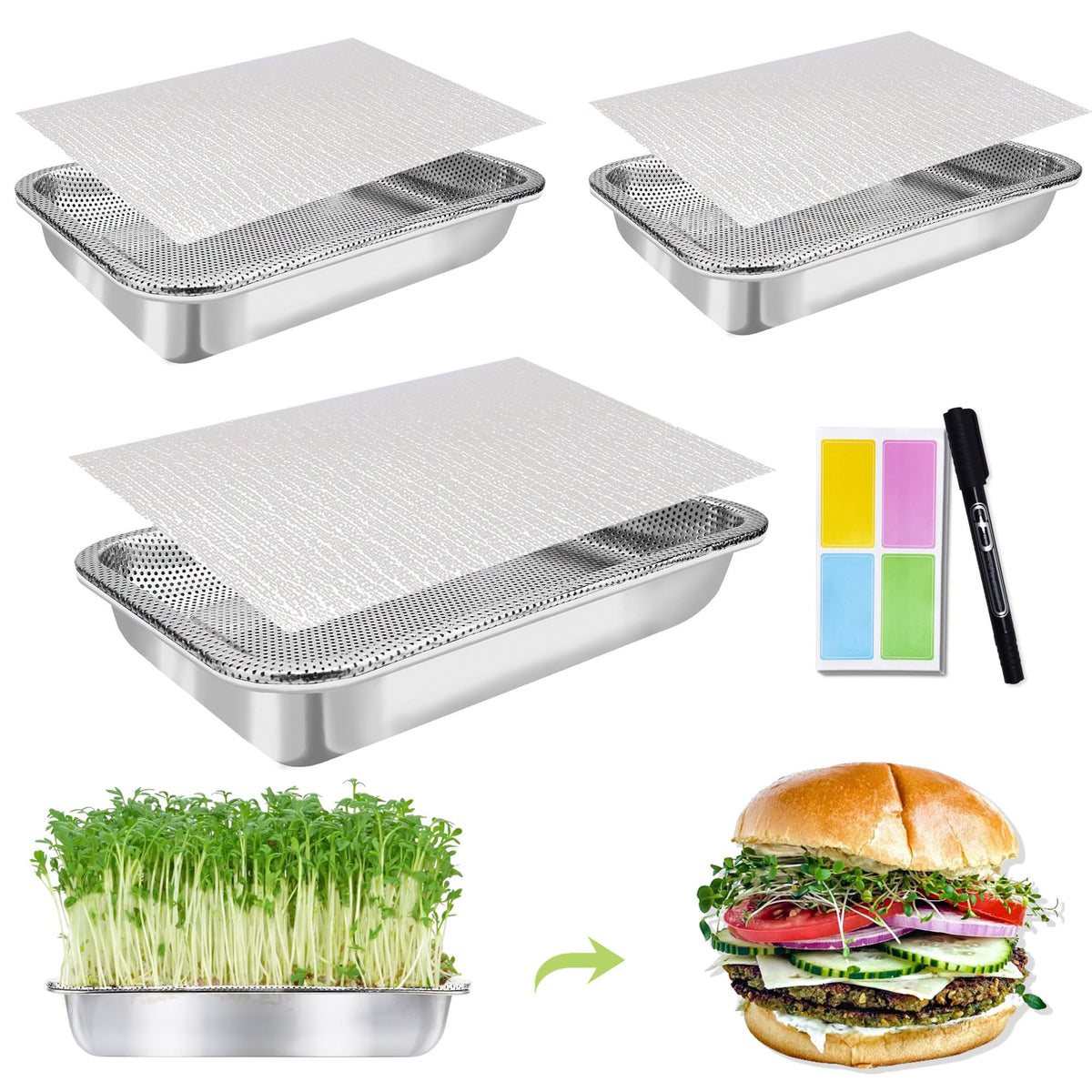 TCYPUHL front view of three-tier tray set showing compact design and capacity