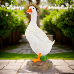Teaeeno duck side profile highlighting sculpted beak and stance