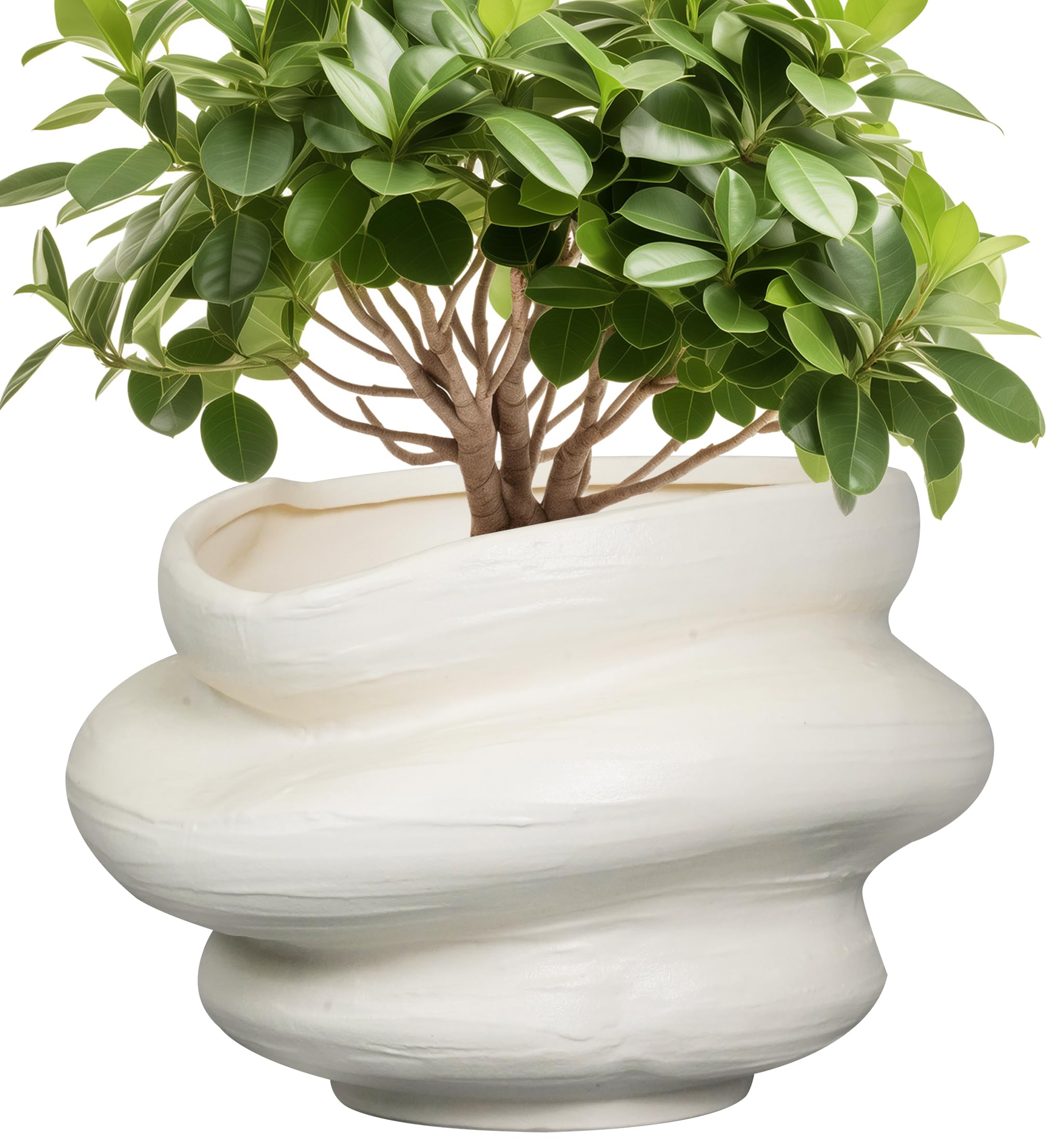 Teagas front view of white ceramic pot showcasing sculptural three-layer design and elegance