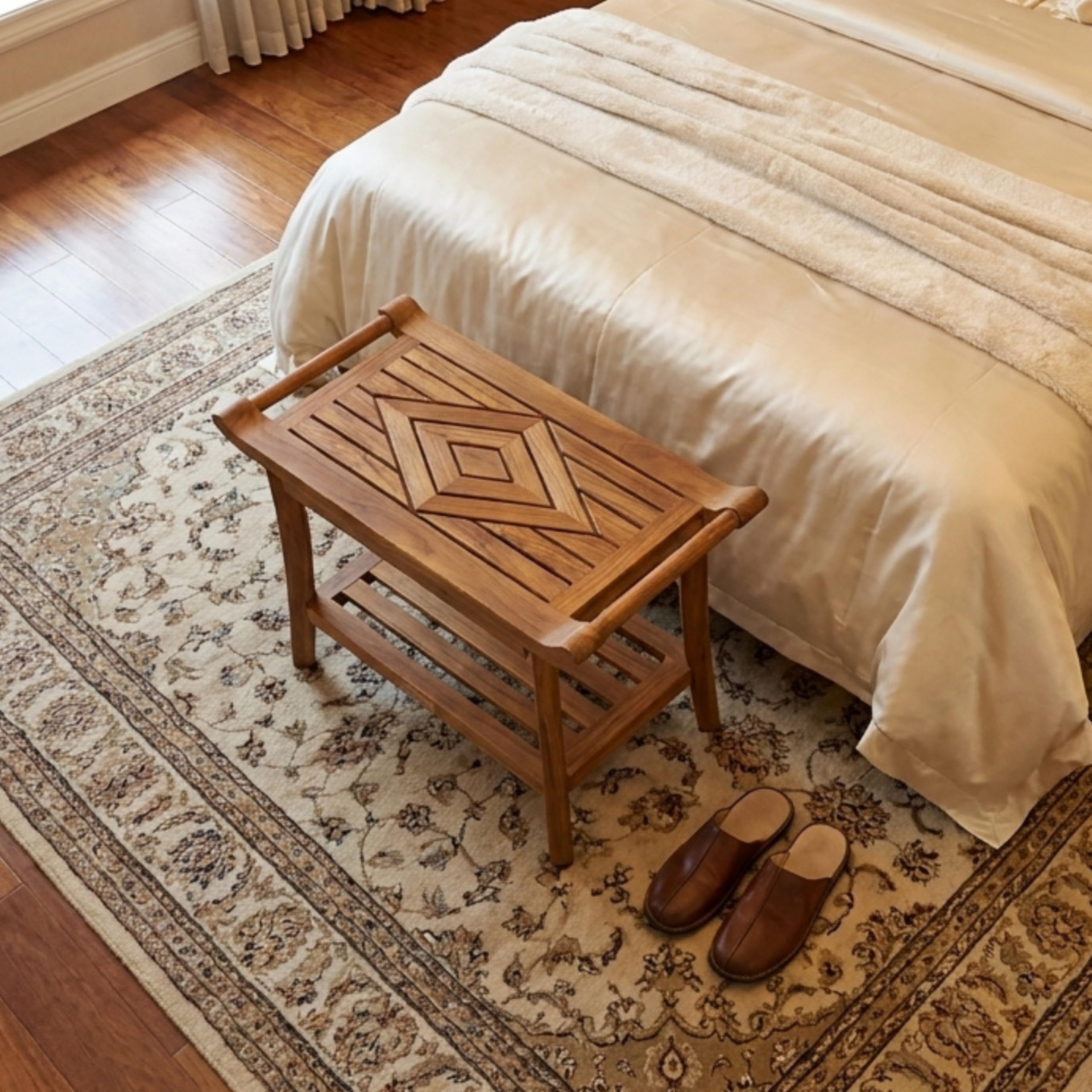 Teak Culture assembly parts laid out for quick tool-free installation and ease