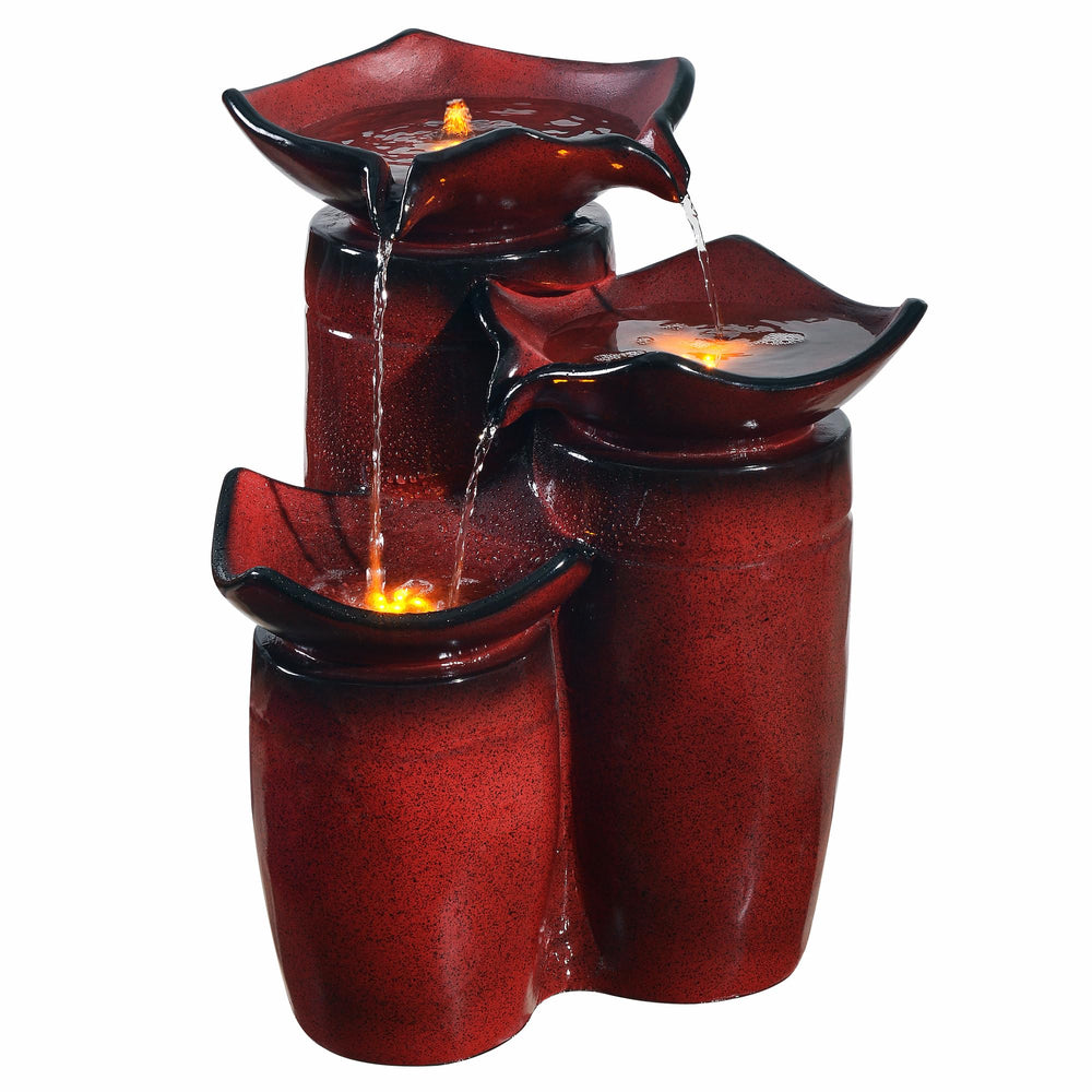 Teamson Home front view of gradient red fountain showing elegant outdoor accent