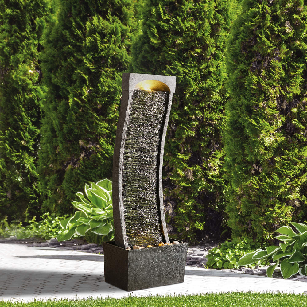 Teamson Home LED lighting at night emphasizing illuminated water flow for evening mood