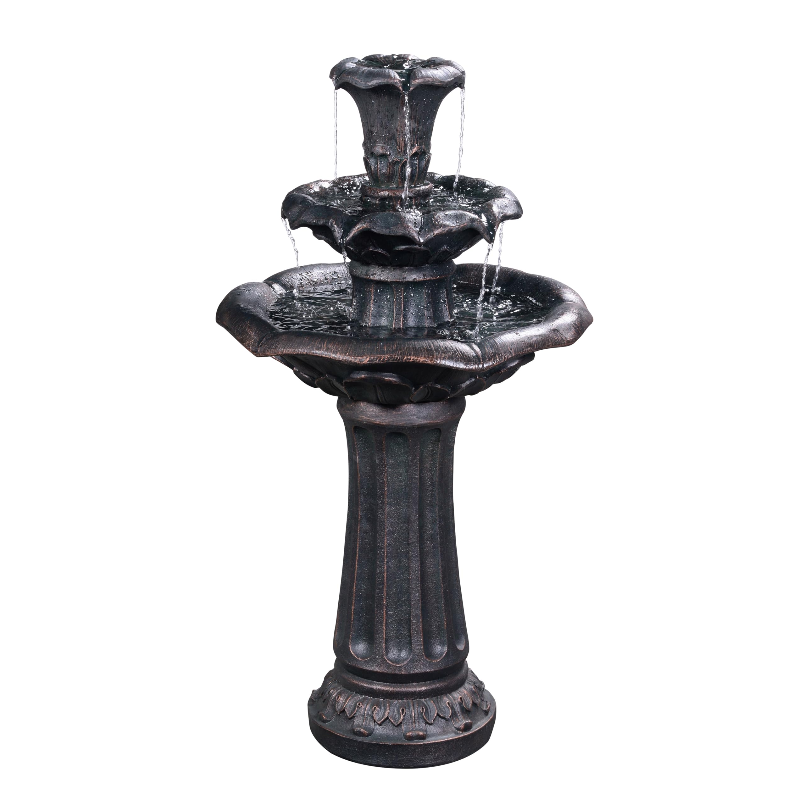 Teamson Home front view of fountain showing tiers and calming flow