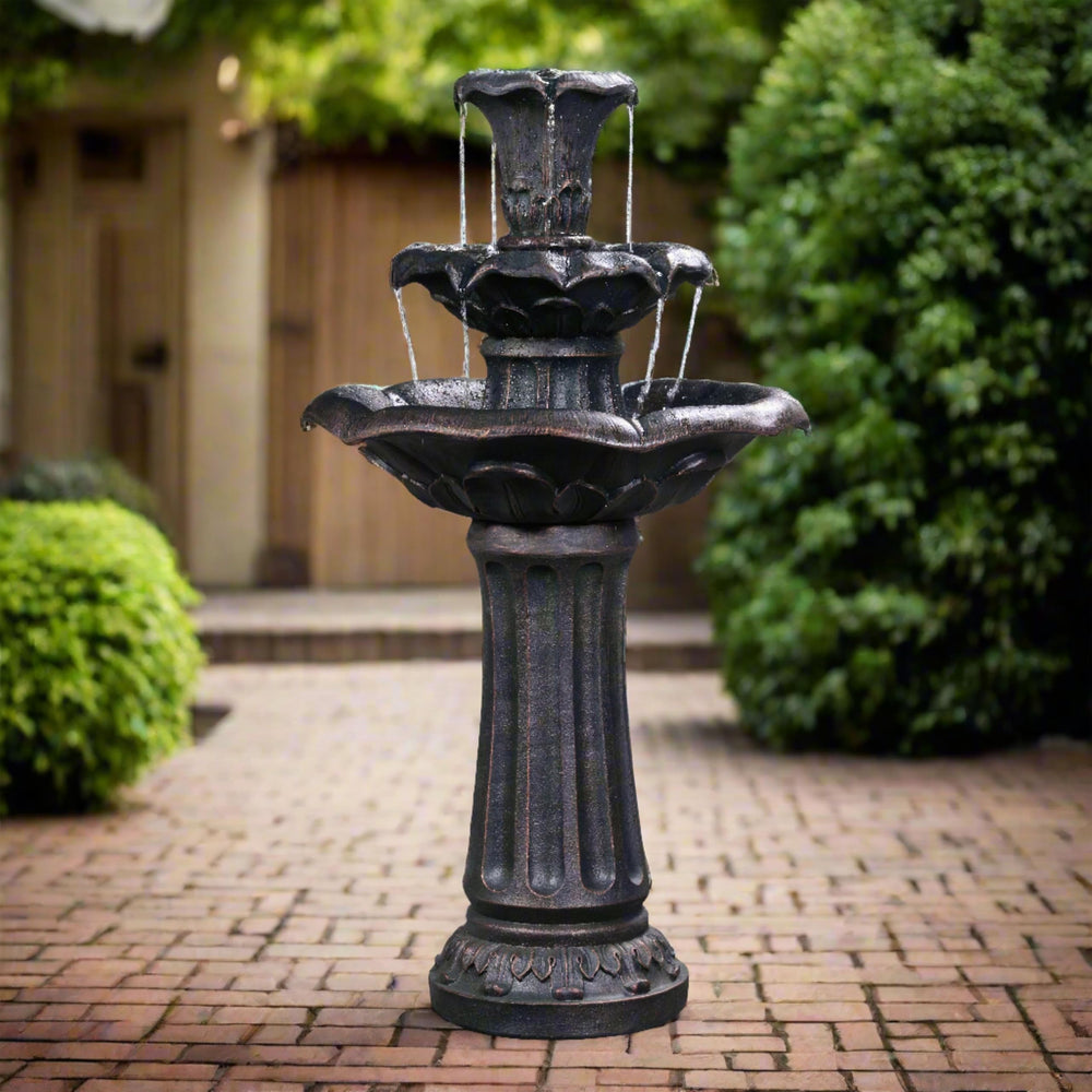 Teamson Home side angle of fountain highlighting silhouette and durability