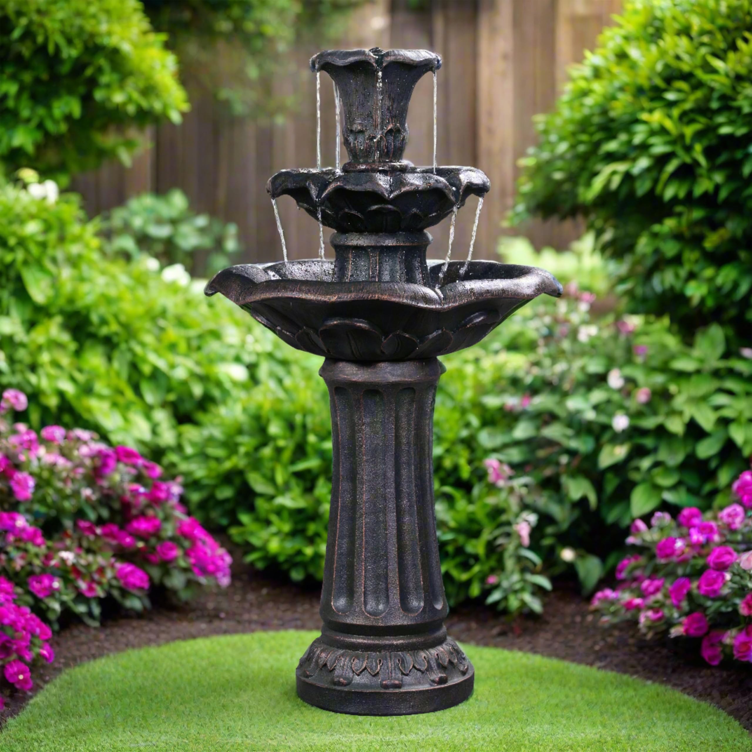 Teamson Home close-up of top tier water flowing for soothing sound