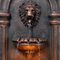Teamson Home fountain lit by LEDs at dusk to enhance evening ambiance