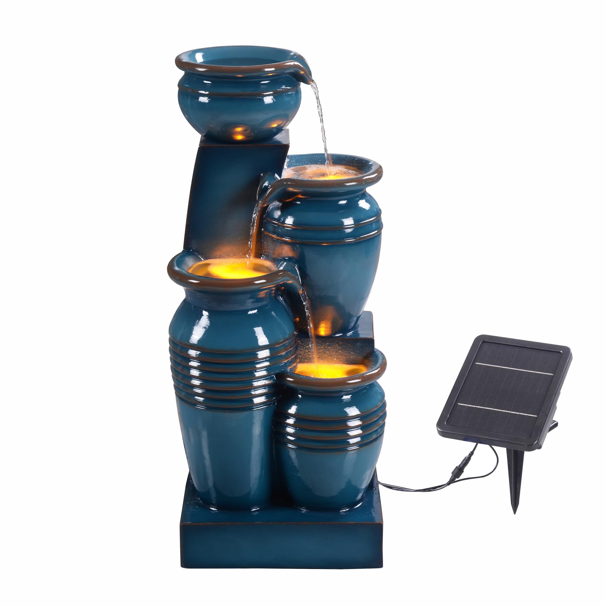 Teamson Home fountain next to chair showing size and scale for placement benefit