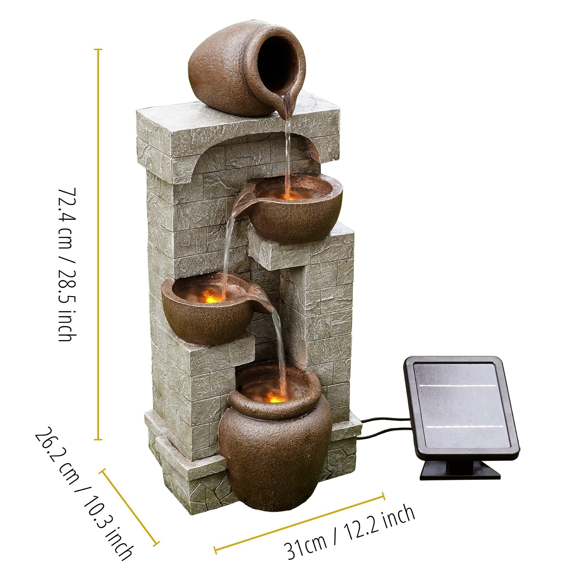 Teamson Home fountain on patio with furniture showing scale