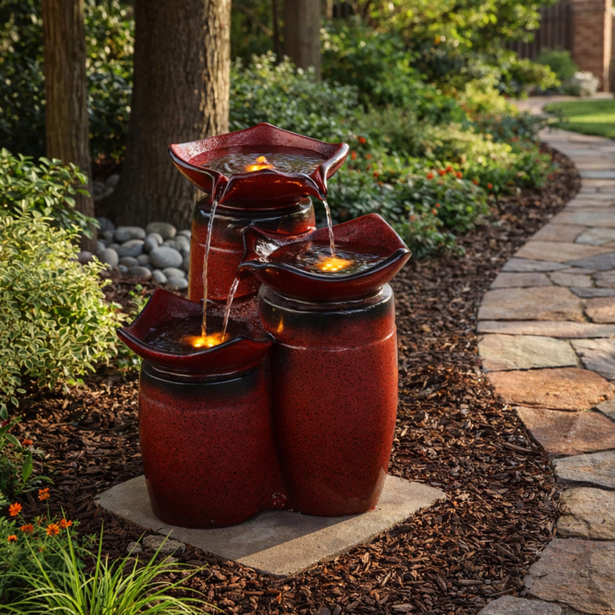 Teamson Home top-tier close-up capturing flowing water and gentle cascade benefit