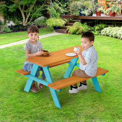 Teamson Kids attached benches detail illustrating stable built-in seating