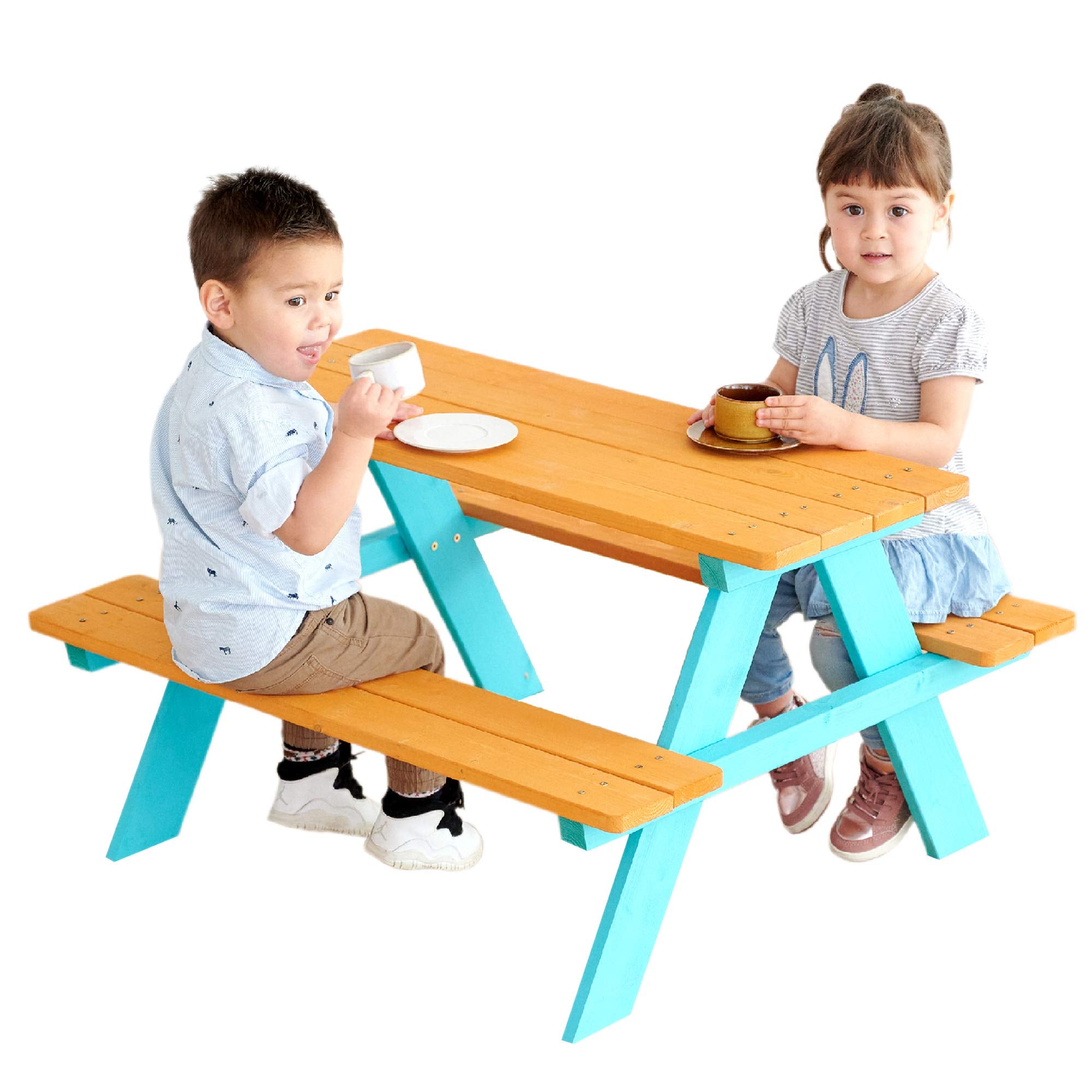 Teamson Kids close-up of pine wood grain and stain demonstrating durable finish