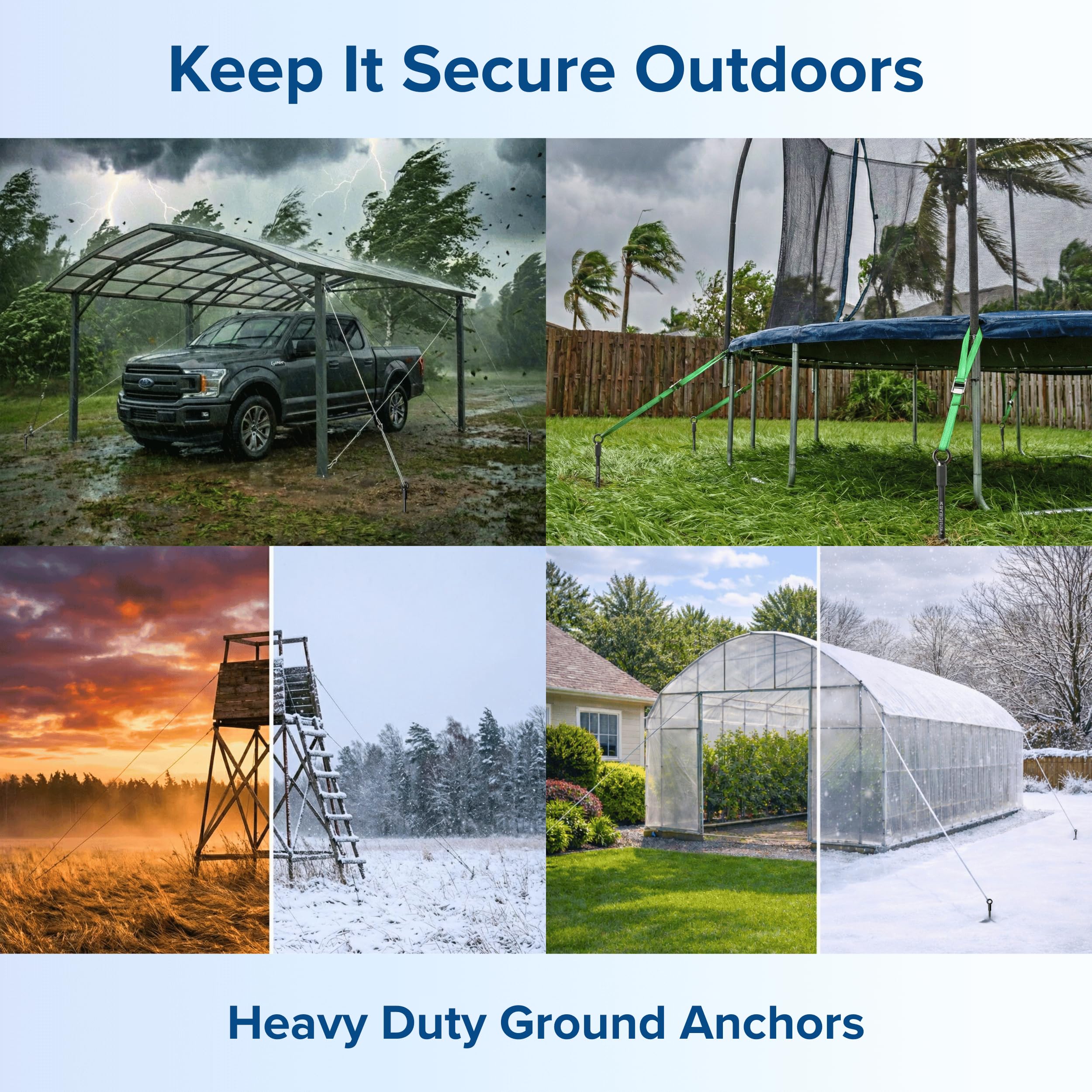 TECH2EACH anchor securing canopy in backyard illustrating stability