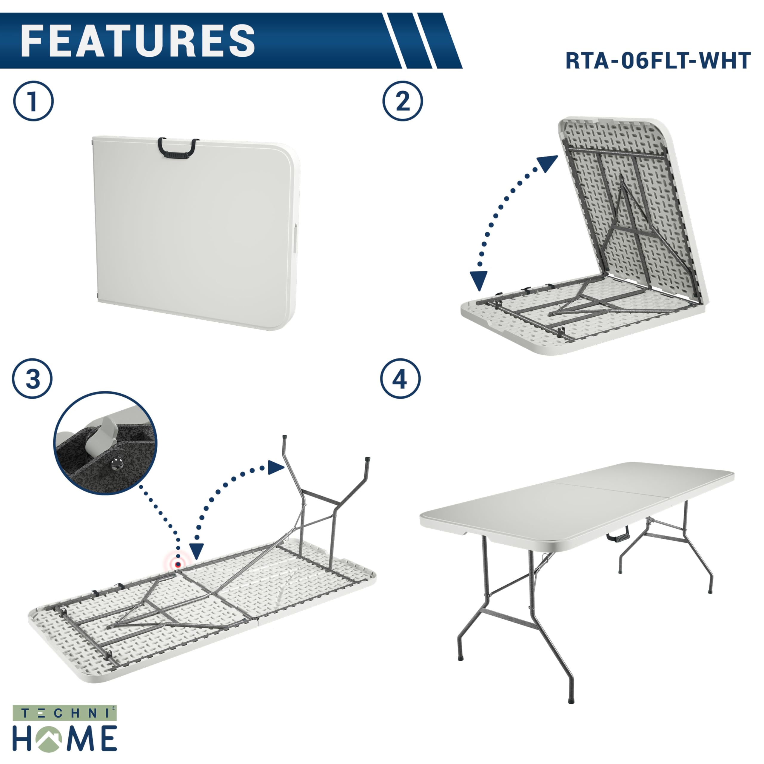 Techni Home hand wiping table surface showing easy-clean maintenance benefit