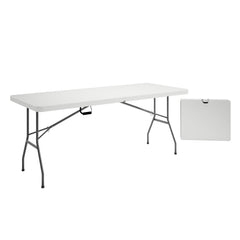 Techni Home front view of granite white folding table showing clean finish and portability benefit
